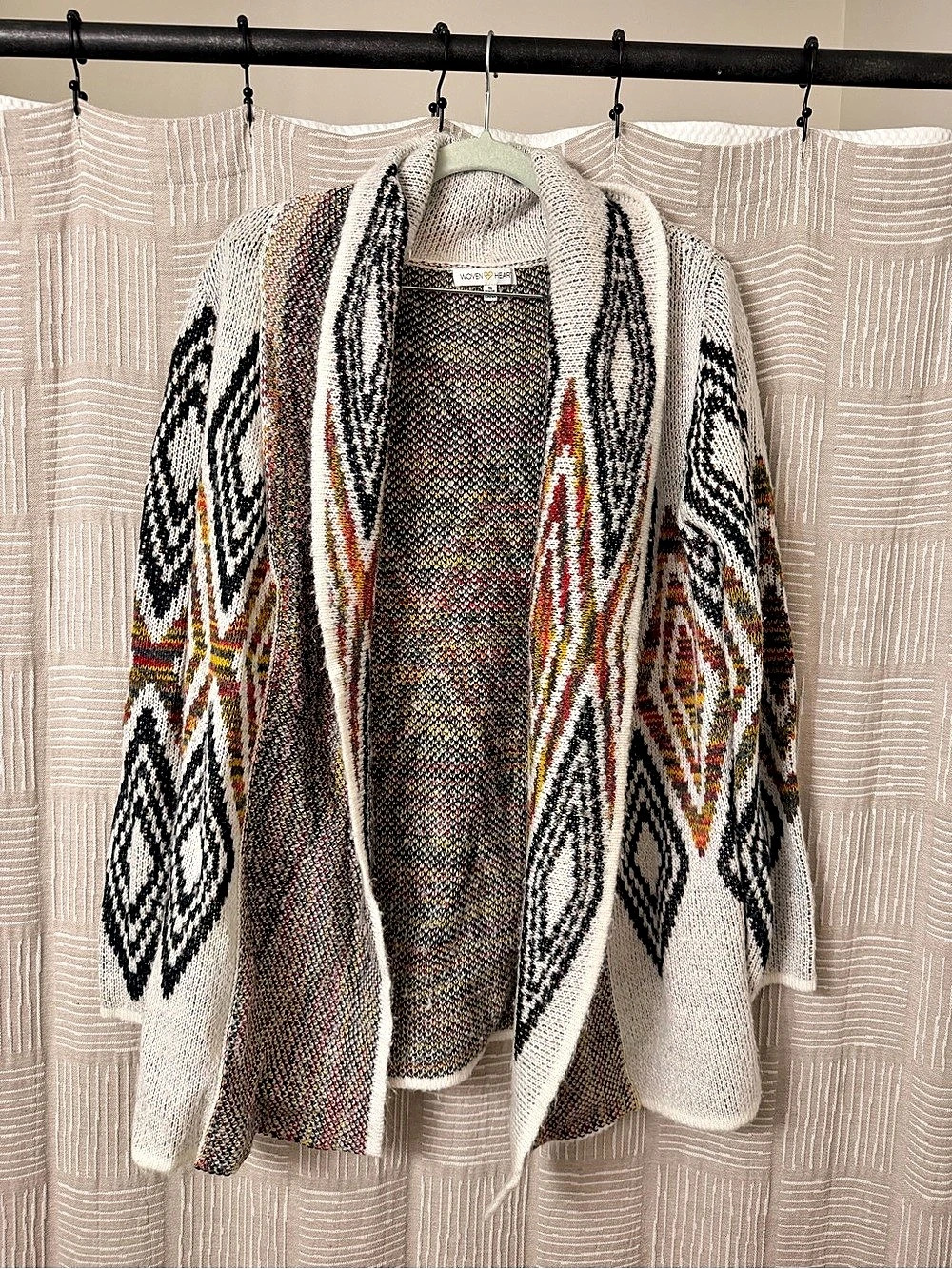 Geometric Open Front Cardigan Size Small